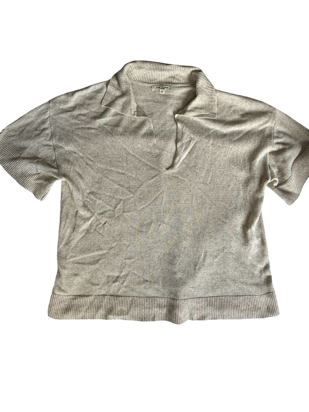 Light Summer Short Sleeve Polo Top - Cream